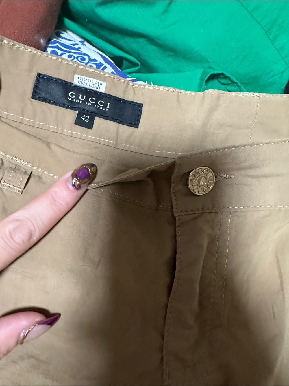 Gucci Tan Chino Pants Gold Accents